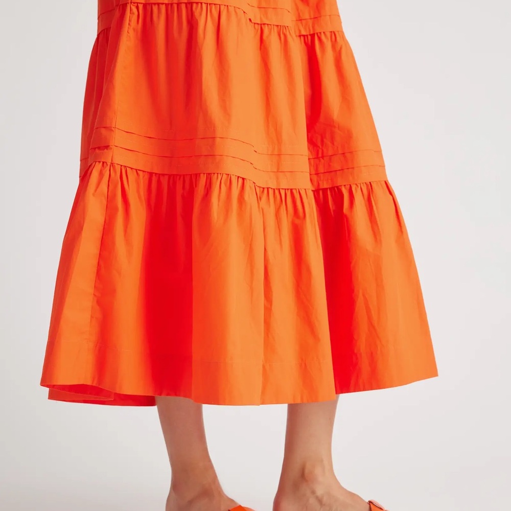 Quince Tiered Midi Skirt in Bright Orange - Picture 5 of 8